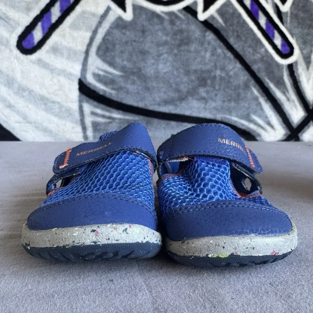 Size 8.5 - Merrell Kids Bare Steps H2o Water Shoe, Little Kid Blue/Orange
